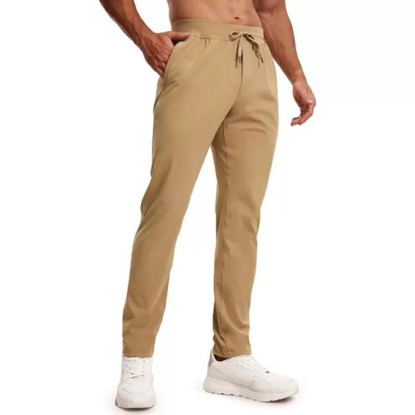 CRZ YOGA 4Way Stretch Athletic Pants for Men 30 Workout Lounge Casual Work Jogger Pants with Zip PocketKhaki Sand