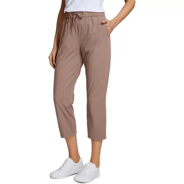 CRZ YOGA 4Way Stretch Golf Capri Pants for Women 23 Casual Yoga Dress Work Capris with Pockets Workout Athletic TravelMineral Brown