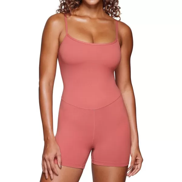 CRZ YOGA Butterluxe Athletic Rompers for Women Adjustable Strap Padded Workout Shorts Jumpsuits One Piece Bodysuit Tank TopsBriar Rose