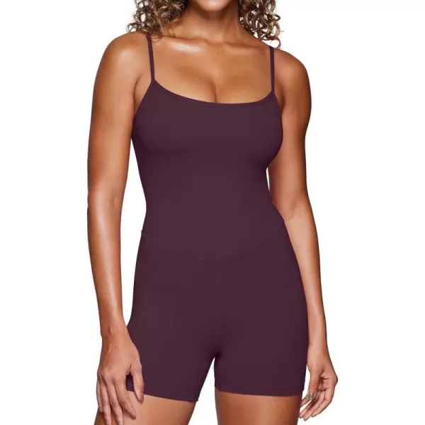 CRZ YOGA Butterluxe Athletic Rompers for Women Adjustable Strap Padded Workout Shorts Jumpsuits One Piece Bodysuit Tank TopsDeep Purple