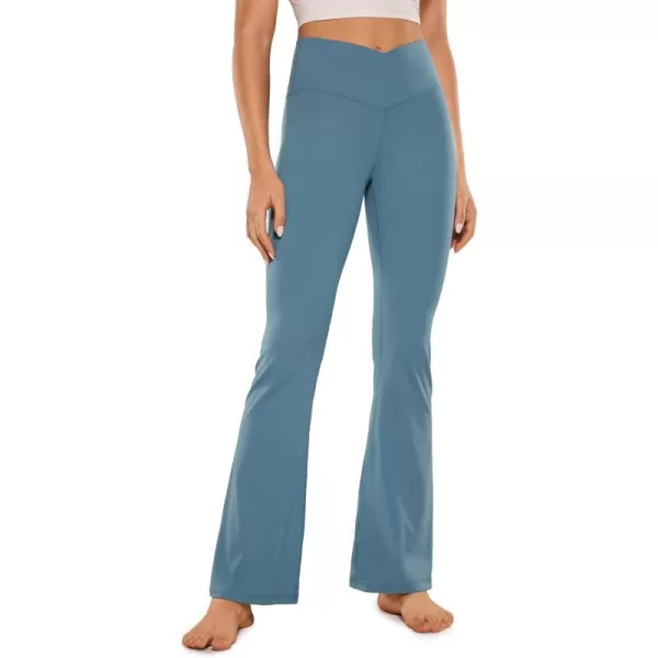 CRZ YOGA Butterluxe Crossover Flare Leggings for Women 31  High Waist V Cross Bootcut Bell Bottoms Tummy Control Yoga Pants31 inches Blue Ashes