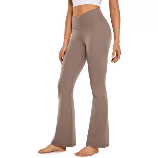 CRZ YOGA Butterluxe Crossover Flare Leggings for Women 31  High Waist V Cross Bootcut Bell Bottoms Tummy Control Yoga Pants31 inches Brown Purple