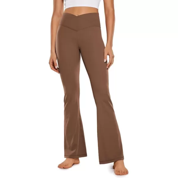 CRZ YOGA Butterluxe Crossover Flare Leggings for Women 31  High Waist V Cross Bootcut Bell Bottoms Tummy Control Yoga Pants31 inches Coffee Brown