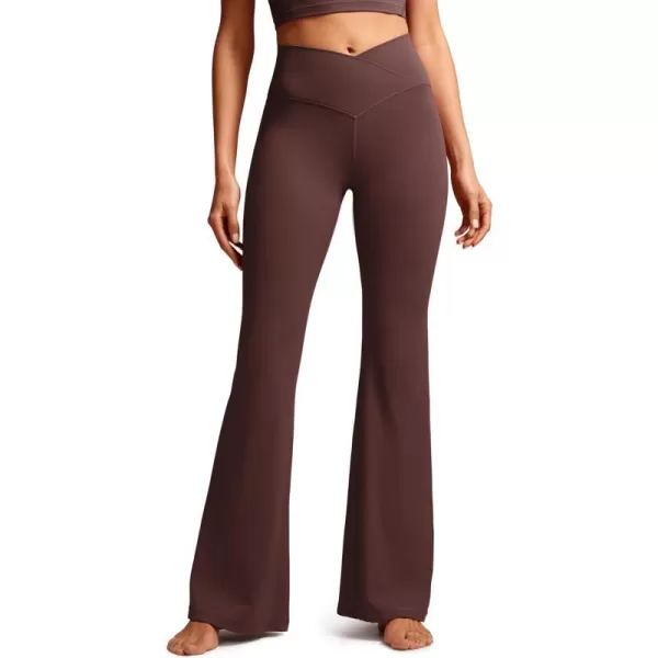 CRZ YOGA Butterluxe Crossover Flare Leggings for Women 31  High Waist V Cross Bootcut Bell Bottoms Tummy Control Yoga Pants31 inches Taupe