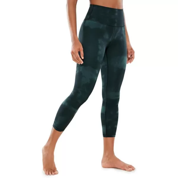 CRZ YOGA Butterluxe High Waisted Capris Workout Leggings for Women 23  Lounge Leggings Buttery Soft Yoga Pants23 inches Green Tiedye Flowers