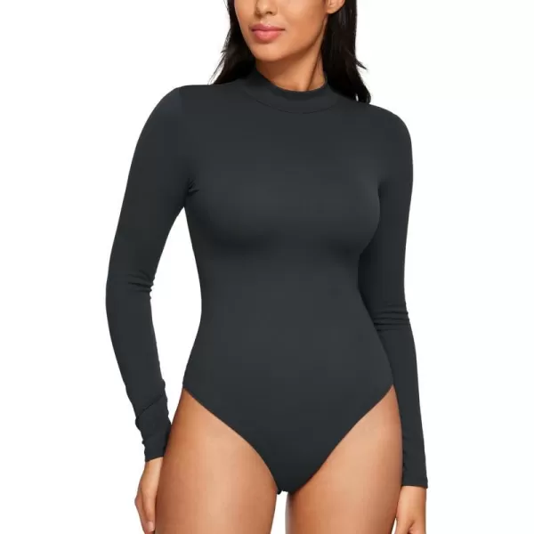 CRZ YOGA Butterluxe Long Sleeve Bodysuits for Women Mock Turtleneck Bodysuit Tops Soft StretchyMelanite