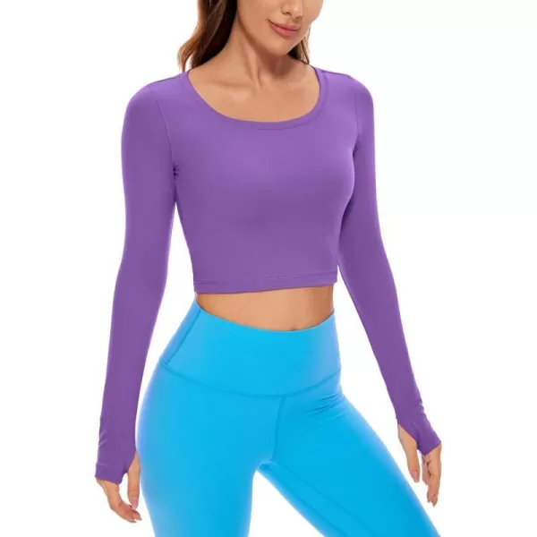 CRZ YOGA Butterluxe Long Sleeve Crop Tops for Women Slim Fit Workout Shirts Cropped Athletic Gym TopRoyal Lilac