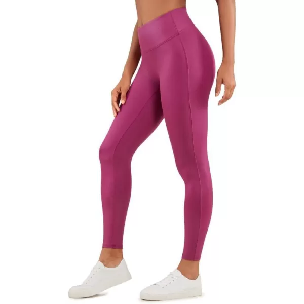 CRZ YOGA Butterluxe Matte Faux Leather Leggings for Women 265  No Front Seam High Waist Stretch Tights Pleather PantsMagenta Purple Classic Pattern