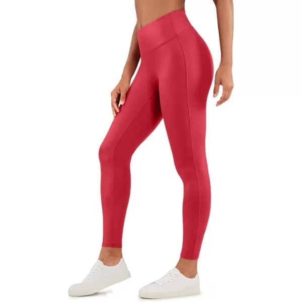 CRZ YOGA Butterluxe Matte Faux Leather Leggings for Women 265  No Front Seam High Waist Stretch Tights Pleather PantsRuby Red Classic Pattern