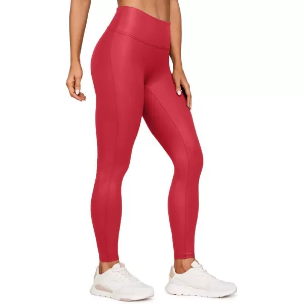 CRZ YOGA Butterluxe Matte Faux Leather Leggings for Women 28  No Front Seam High Waist Stretch Tights Pleather PantsRegular Ruby Red Classic Pattern