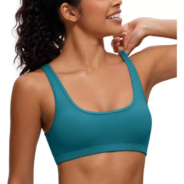 CRZ YOGA Butterluxe Mini Bra for Women  Scoop Neck Low Impact Wireless Sports Bra Yoga Cami Padded Workout BraBorealis Green