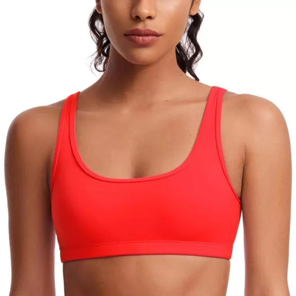 CRZ YOGA Butterluxe Mini Bra for Women  Scoop Neck Low Impact Wireless Sports Bra Yoga Cami Padded Workout BraDark Red