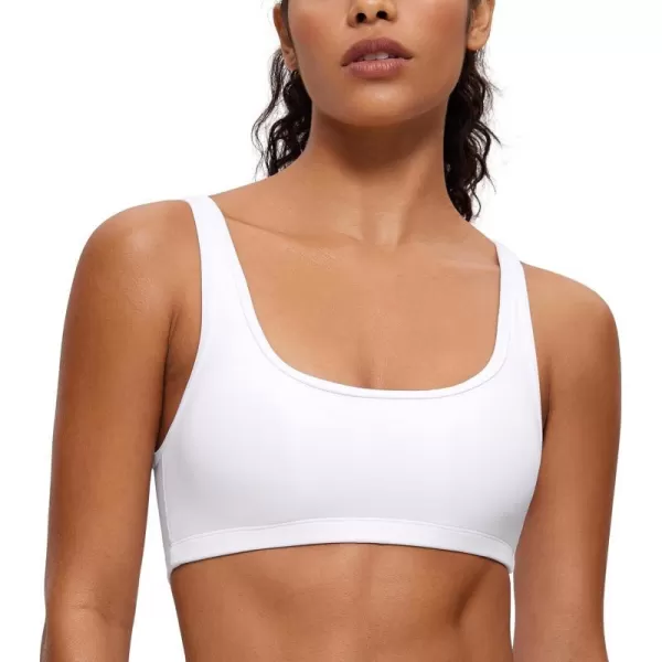 CRZ YOGA Butterluxe Mini Bra for Women  Scoop Neck Low Impact Wireless Sports Bra Yoga Cami Padded Workout BraWhite