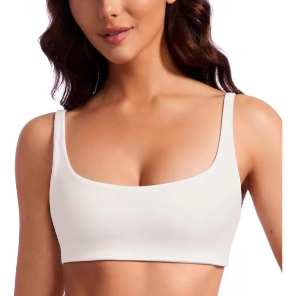 CRZ YOGA Butterluxe Spaghetti Strap Sports Bras for Women  Square Neck Yoga Wireless Bra Padded Cami Crop TopMilky White