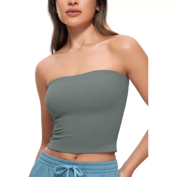 CRZ YOGA Butterluxe Tube Tops for Women Double Lined Basic Bandeau Cropped Tops Strapless Casual Going Out Crop TopGrey Sage