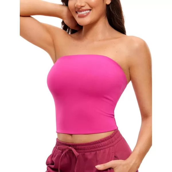 CRZ YOGA Butterluxe Tube Tops for Women Double Lined Basic Bandeau Cropped Tops Strapless Casual Going Out Crop TopHibiscus Purple