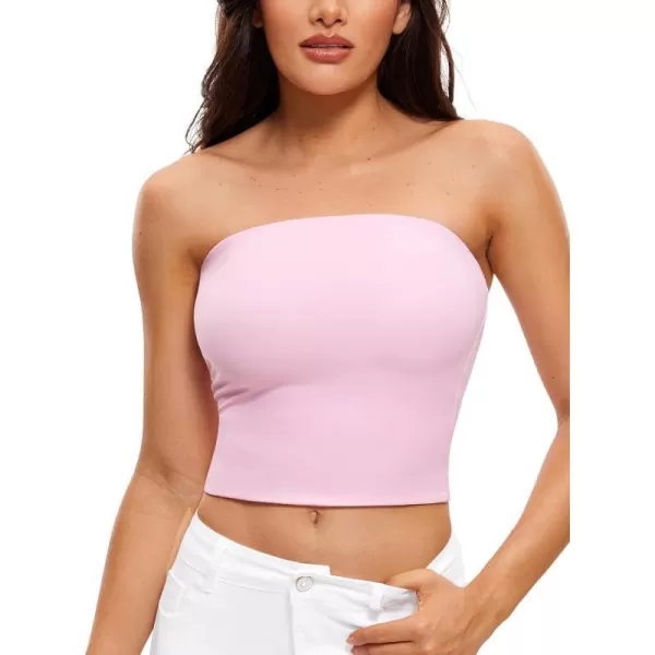 CRZ YOGA Butterluxe Tube Tops for Women Double Lined Basic Bandeau Cropped Tops Strapless Casual Going Out Crop TopPink Peony