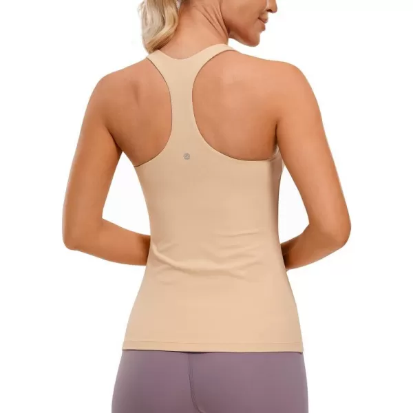 CRZ YOGA Butterluxe Women Workout Racerback Tank Tops with Built in Bra  Scoop Neck Padded Slimming Yoga Long CamisoleTan Milkshake