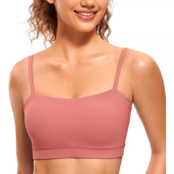 CRZ YOGA Butterluxe Womens Adjustable Spaghetti Thin Strap Sports Bra  Padded Wireless Square Neck Workout Yoga BraBriar Rose