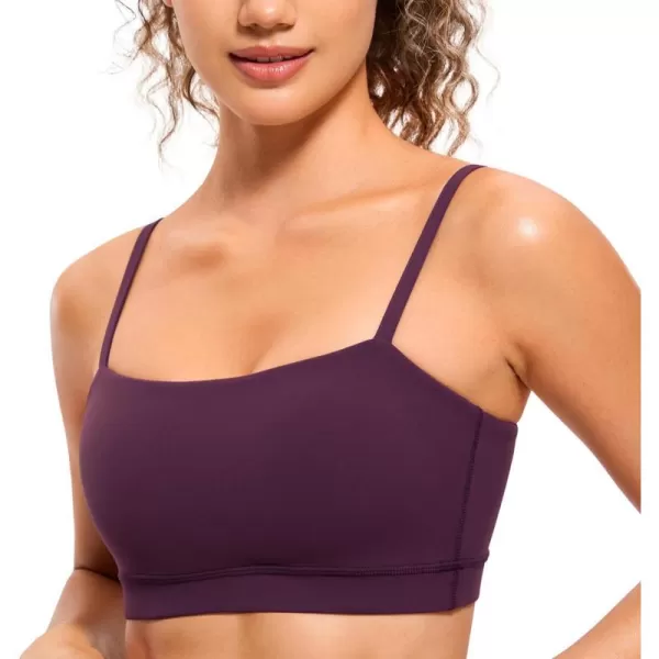 CRZ YOGA Butterluxe Womens Adjustable Spaghetti Thin Strap Sports Bra  Padded Wireless Square Neck Workout Yoga BraDeep Purple