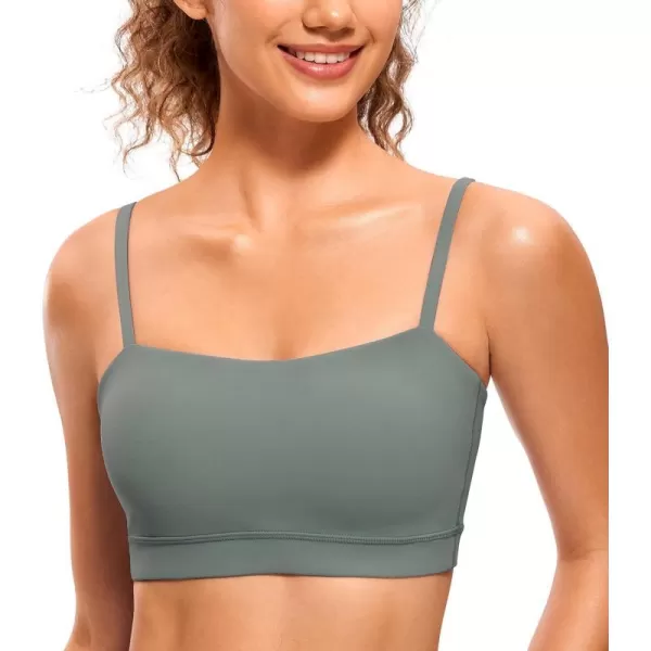 CRZ YOGA Butterluxe Womens Adjustable Spaghetti Thin Strap Sports Bra  Padded Wireless Square Neck Workout Yoga BraGrey Sage