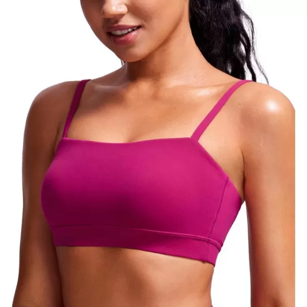 CRZ YOGA Butterluxe Womens Adjustable Spaghetti Thin Strap Sports Bra  Padded Wireless Square Neck Workout Yoga BraMagenta Purple