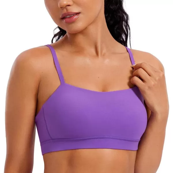 CRZ YOGA Butterluxe Womens Adjustable Spaghetti Thin Strap Sports Bra  Padded Wireless Square Neck Workout Yoga BraRoyal Lilac