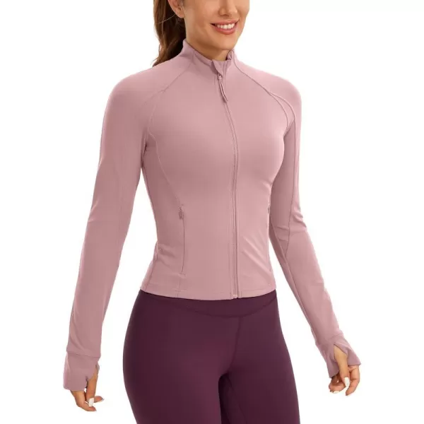 CRZ YOGA Butterluxe Womens Cropped Slim Fit Workout Jackets  Weightless Track Athletic Full Zip Jacket with Thumb HolesRose Fragrant Purple