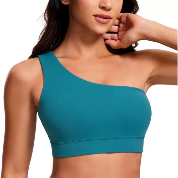 CRZ YOGA Butterluxe Womens One Shoulder Sports Bra  Sleeveless One Strap Low Impact Asymmetrical Workout Yoga BraBorealis Green