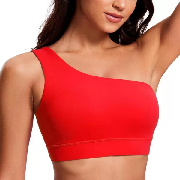 CRZ YOGA Butterluxe Womens One Shoulder Sports Bra  Sleeveless One Strap Low Impact Asymmetrical Workout Yoga BraDark Red