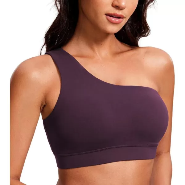 CRZ YOGA Butterluxe Womens One Shoulder Sports Bra  Sleeveless One Strap Low Impact Asymmetrical Workout Yoga BraDeep Purple