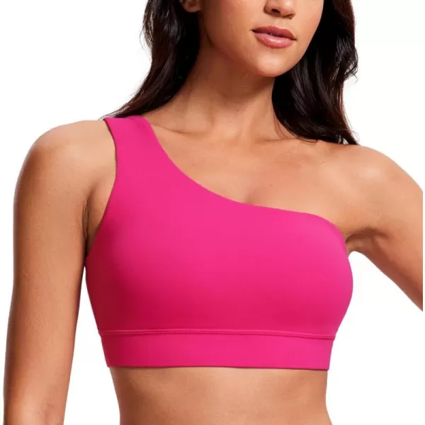 CRZ YOGA Butterluxe Womens One Shoulder Sports Bra  Sleeveless One Strap Low Impact Asymmetrical Workout Yoga BraGranita Pink