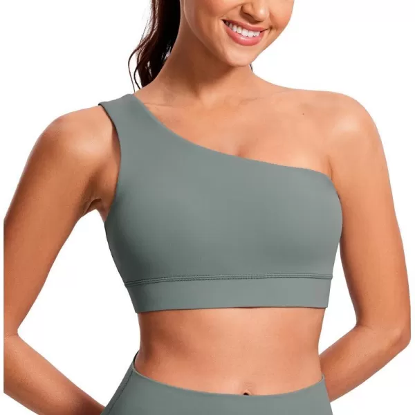 CRZ YOGA Butterluxe Womens One Shoulder Sports Bra  Sleeveless One Strap Low Impact Asymmetrical Workout Yoga BraGrey Sage