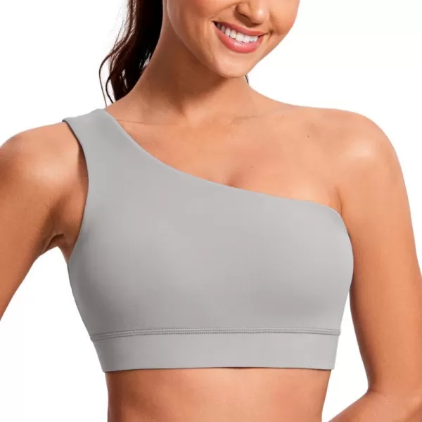 CRZ YOGA Butterluxe Womens One Shoulder Sports Bra  Sleeveless One Strap Low Impact Asymmetrical Workout Yoga BraGull Gray