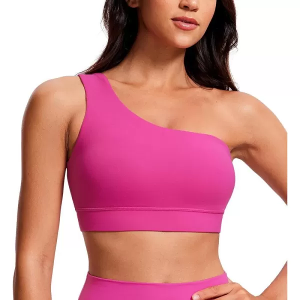 CRZ YOGA Butterluxe Womens One Shoulder Sports Bra  Sleeveless One Strap Low Impact Asymmetrical Workout Yoga BraHibiscus Purple