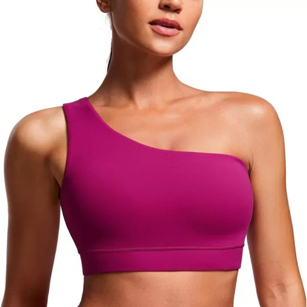 CRZ YOGA Butterluxe Womens One Shoulder Sports Bra  Sleeveless One Strap Low Impact Asymmetrical Workout Yoga BraMagenta Purple