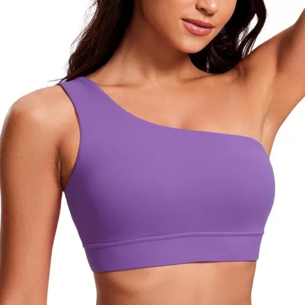 CRZ YOGA Butterluxe Womens One Shoulder Sports Bra  Sleeveless One Strap Low Impact Asymmetrical Workout Yoga BraRoyal Lilac