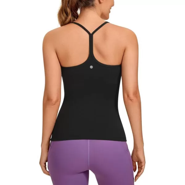 CRZ YOGA Butterluxe Womens Racerback Tank Top with Built in Bra  Spaghetti Thin Strap Padded Workout Slim Yoga CamisoleBlack