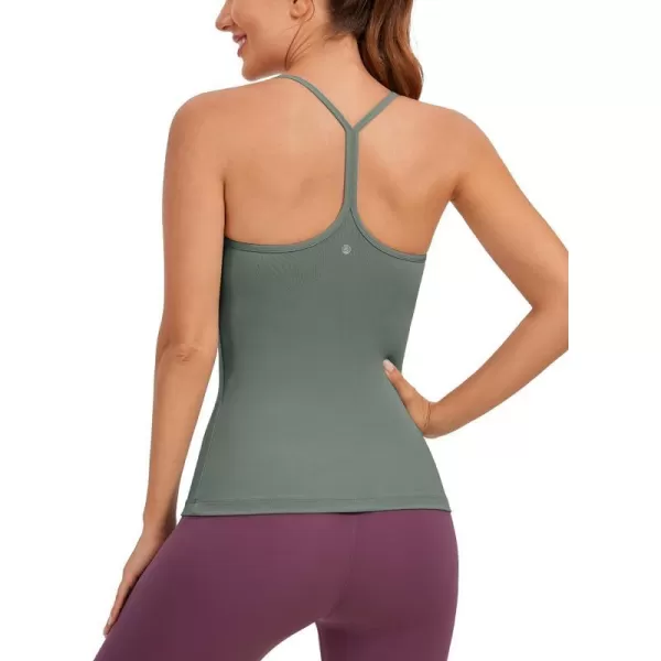 CRZ YOGA Butterluxe Womens Racerback Tank Top with Built in Bra  Spaghetti Thin Strap Padded Workout Slim Yoga CamisoleGrey Sage