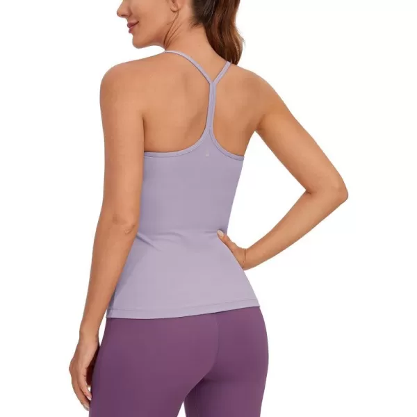 CRZ YOGA Butterluxe Womens Racerback Tank Top with Built in Bra  Spaghetti Thin Strap Padded Workout Slim Yoga CamisoleLavender Mist