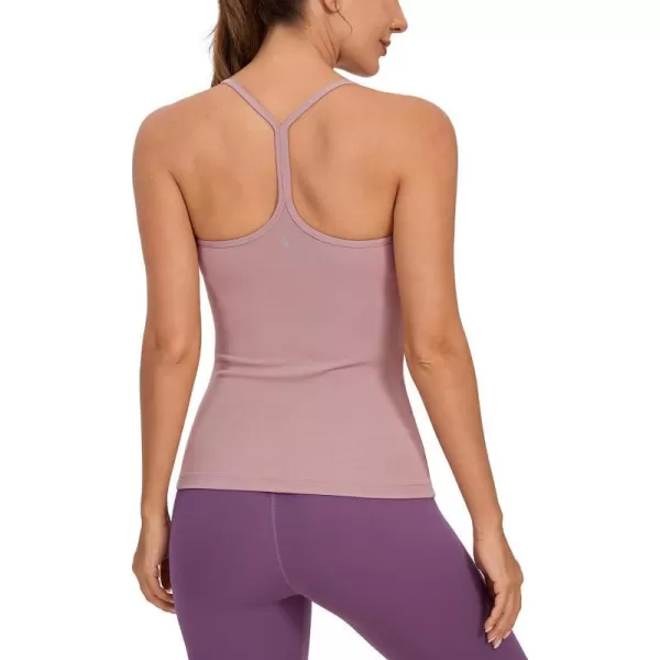 CRZ YOGA Butterluxe Womens Racerback Tank Top with Built in Bra  Spaghetti Thin Strap Padded Workout Slim Yoga CamisoleRose Fragrant Purple