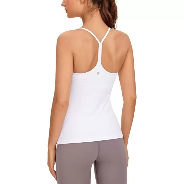 CRZ YOGA Butterluxe Womens Racerback Tank Top with Built in Bra  Spaghetti Thin Strap Padded Workout Slim Yoga CamisoleWhite