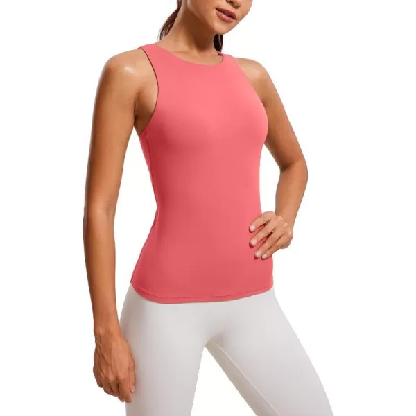 CRZ YOGA Butterluxe Womens Racerback Workout Tank Top with Built in Shelf Bra  Padded High Neck Yoga Athletic CamisoleRaspberry Sorbet