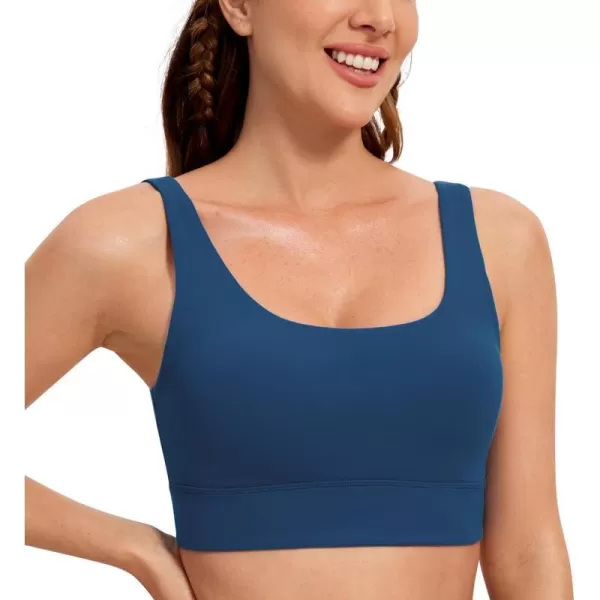 CRZ YOGA Butterluxe Womens U Back Sports Bra  Scoop Neck Padded Low Impact Workout Yoga Bra with Built in BraFrench Navy