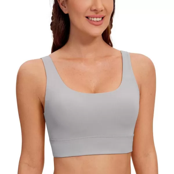 CRZ YOGA Butterluxe Womens U Back Sports Bra  Scoop Neck Padded Low Impact Workout Yoga Bra with Built in BraGull Gray