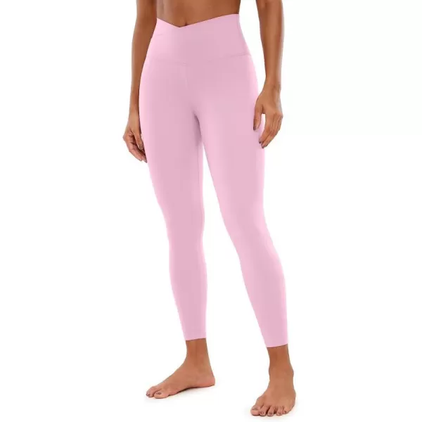 CRZ YOGA Butterluxe Womens V Cross Waist Workout Leggings 265  Crossover High Waist Long Gym Lounge Yoga Pants265 Height 54  57 Pink Peony