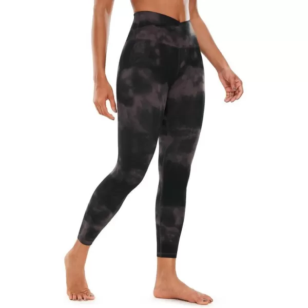 CRZ YOGA Butterluxe Womens V Cross Waist Workout Leggings 265  Crossover High Waist Long Gym Lounge Yoga Pants265 Height 54  57 Taupe Tie Dye Flowers