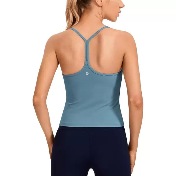 CRZ YOGA Butterluxe Womens Workout Racerback Tank Top with Built in Bra  Scoop Neck Spaghetti Strap Padded Slim CamisoleBlue Ashes