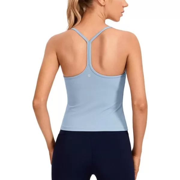 CRZ YOGA Butterluxe Womens Workout Racerback Tank Top with Built in Bra  Scoop Neck Spaghetti Strap Padded Slim CamisoleCambric Blue