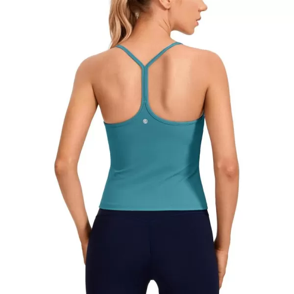 CRZ YOGA Butterluxe Womens Workout Racerback Tank Top with Built in Bra  Scoop Neck Spaghetti Strap Padded Slim CamisoleGreen Jade